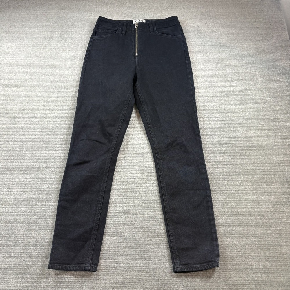 AGOLDE Nico Zipper Denim Jeans Womens 25 Black Center Zipper High Rise